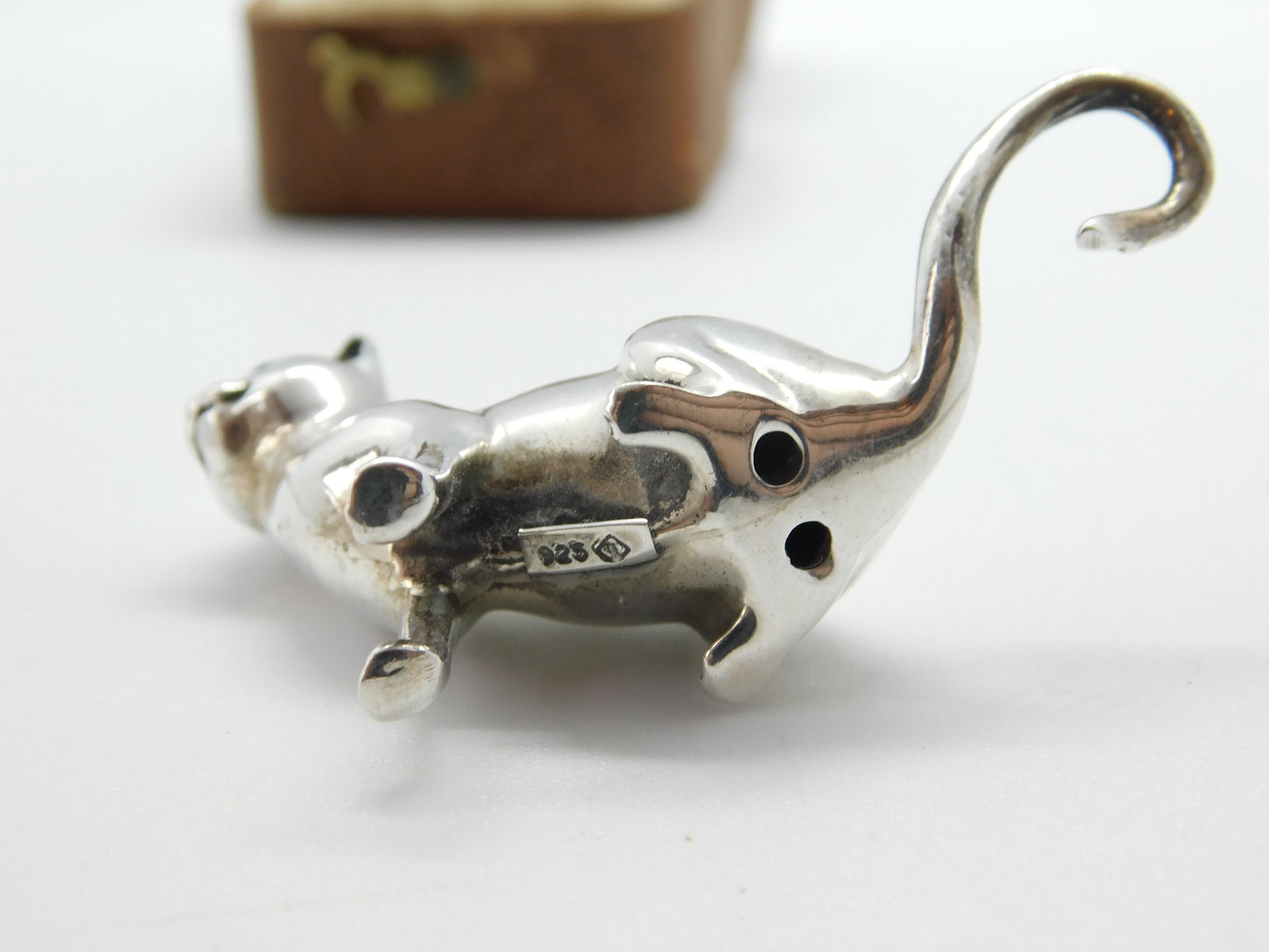 Saturno Sterling Silver Sitting Cat or Kitten Figurine Ornament Vintage c1990