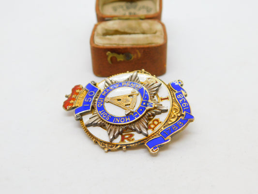 Sterling Silver Enamel Masonic Jewel Brooch Pin Antique 1938 London Art Deco