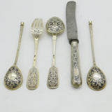 19th Century Imperial Russian .84 Silver Set of Graduating Cutlery Antique c1880 Moscow