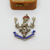 WWII-era Sterling Silver, Enamel & Paste Seaforth Highlanders Sweetheart Brooch