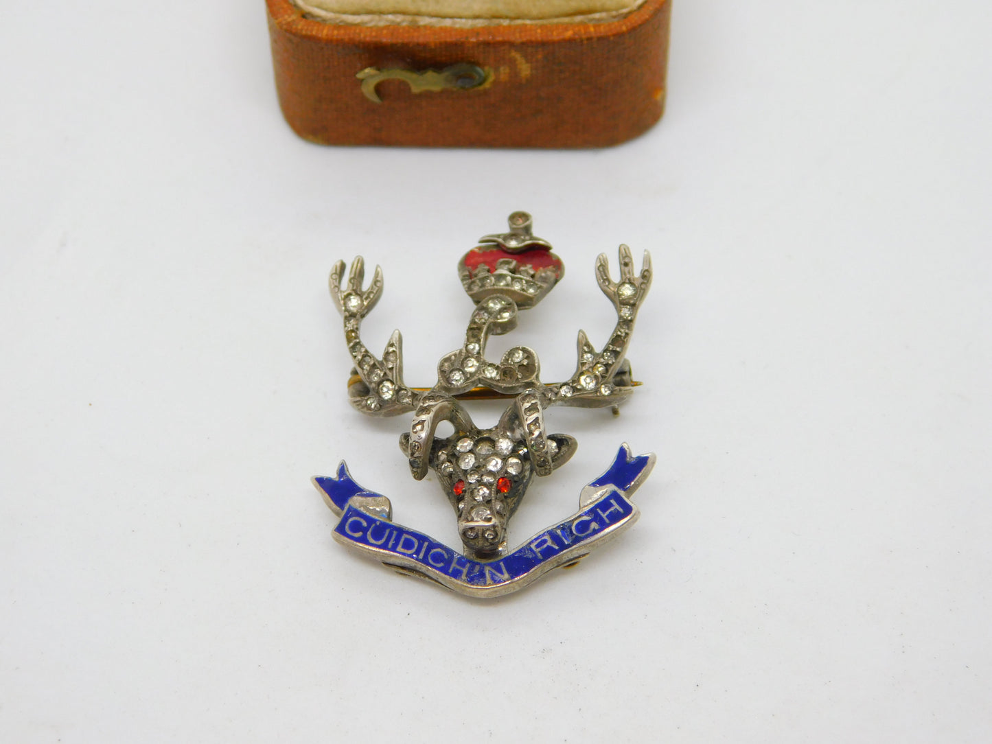 WWII-era Sterling Silver, Enamel & Paste Seaforth Highlanders Sweetheart Brooch