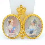 22ct Gold Mounted Queen Victoria Jubilee Portrait Watercolour Miniature Group Medallion Antique 1897