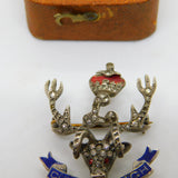 WWII-era Sterling Silver, Enamel & Paste Seaforth Highlanders Sweetheart Brooch