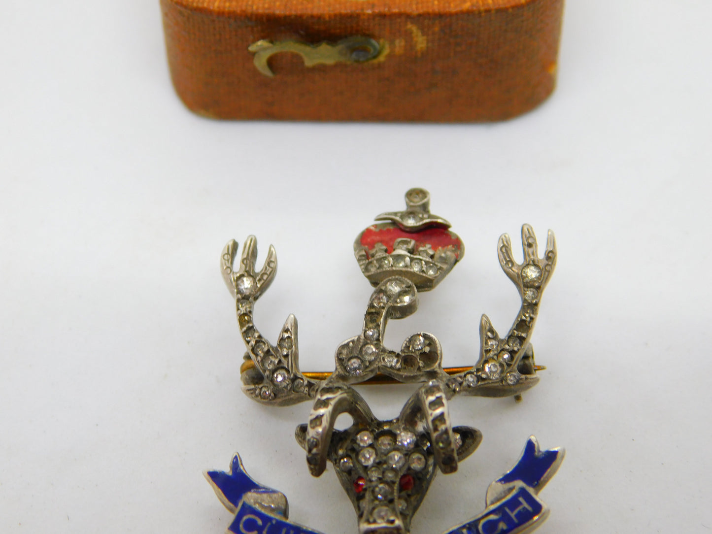 WWII-era Sterling Silver, Enamel & Paste Seaforth Highlanders Sweetheart Brooch