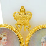 22ct Gold Mounted Queen Victoria Jubilee Portrait Watercolour Miniature Group Medallion Antique 1897