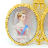 22ct Gold Mounted Queen Victoria Jubilee Portrait Watercolour Miniature Group Medallion Antique 1897
