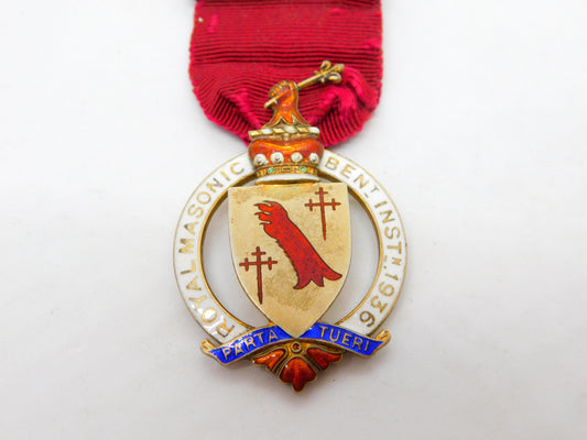 Sterling Silver Gilt Enamel Masonic Jewel Steward Medal 1936 Antique London