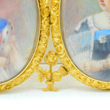 22ct Gold Mounted Queen Victoria Jubilee Portrait Watercolour Miniature Group Medallion Antique 1897
