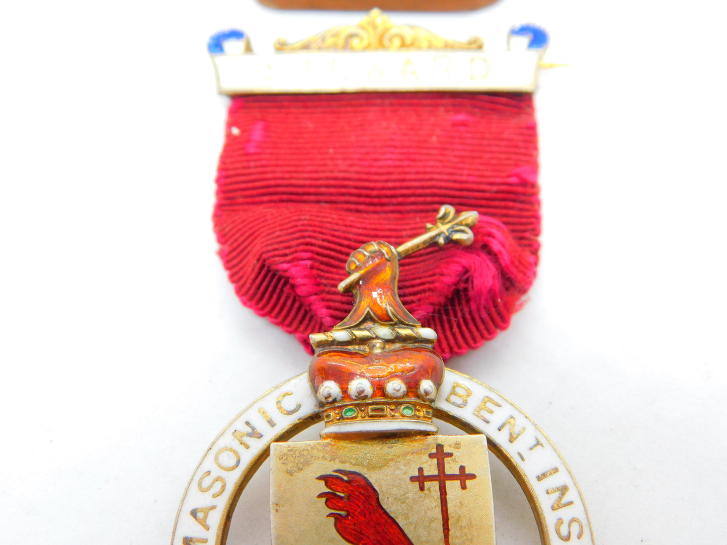 Sterling Silver Gilt Enamel Masonic Jewel Steward Medal 1936 Antique London