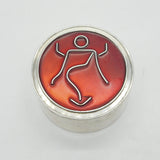 Ravissant Sterling Silver Red Enamel Stylised Figure Trinket Box Vintage