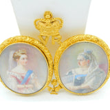 22ct Gold Mounted Queen Victoria Jubilee Portrait Watercolour Miniature Group Medallion Antique 1897