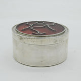 Ravissant Sterling Silver Red Enamel Stylised Figure Trinket Box Vintage