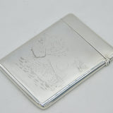 Victorian Sterling Silver Elf & Fairy Pattern Card Case Antique 1876 Birmingham