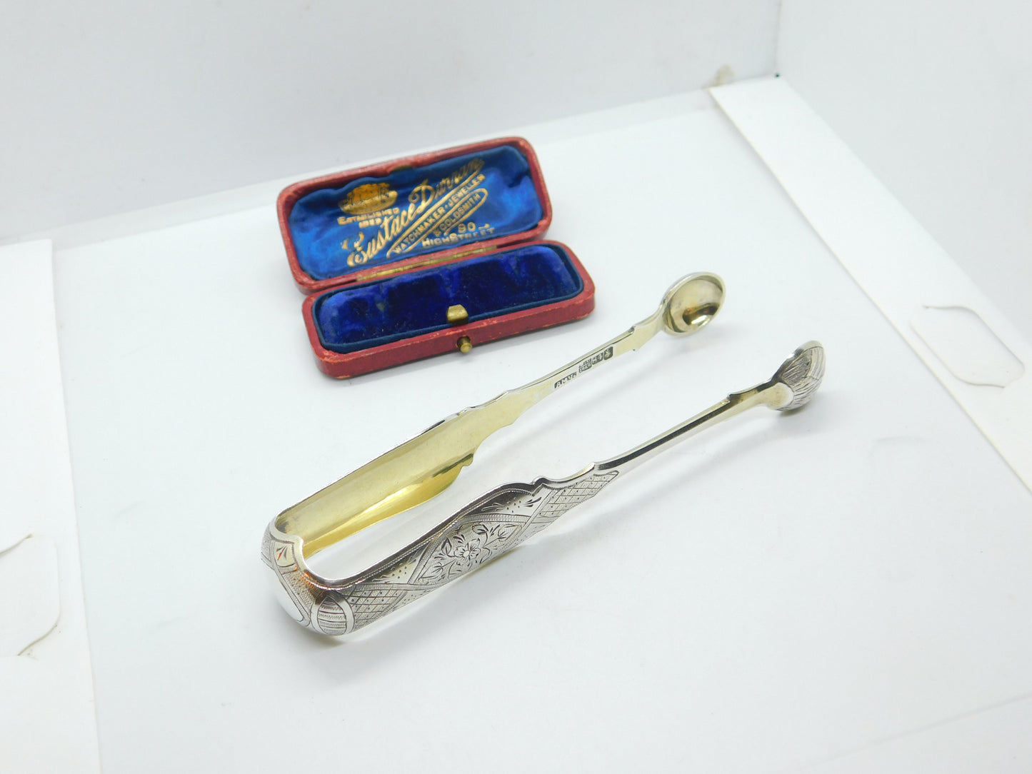 Imperial Russian Victorian Sterling Silver Gilt Sugar Tongs 1868 Moscow Viktor Savinkov