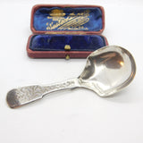 Victorian Sterling Silver Floral Caddy Spoon 1851 Birmingham George Unite