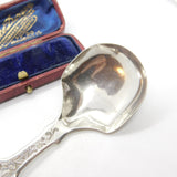 Victorian Sterling Silver Floral Caddy Spoon 1851 Birmingham George Unite