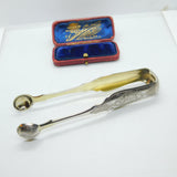 Imperial Russian Victorian Sterling Silver Gilt Sugar Tongs 1868 Moscow Viktor Savinkov