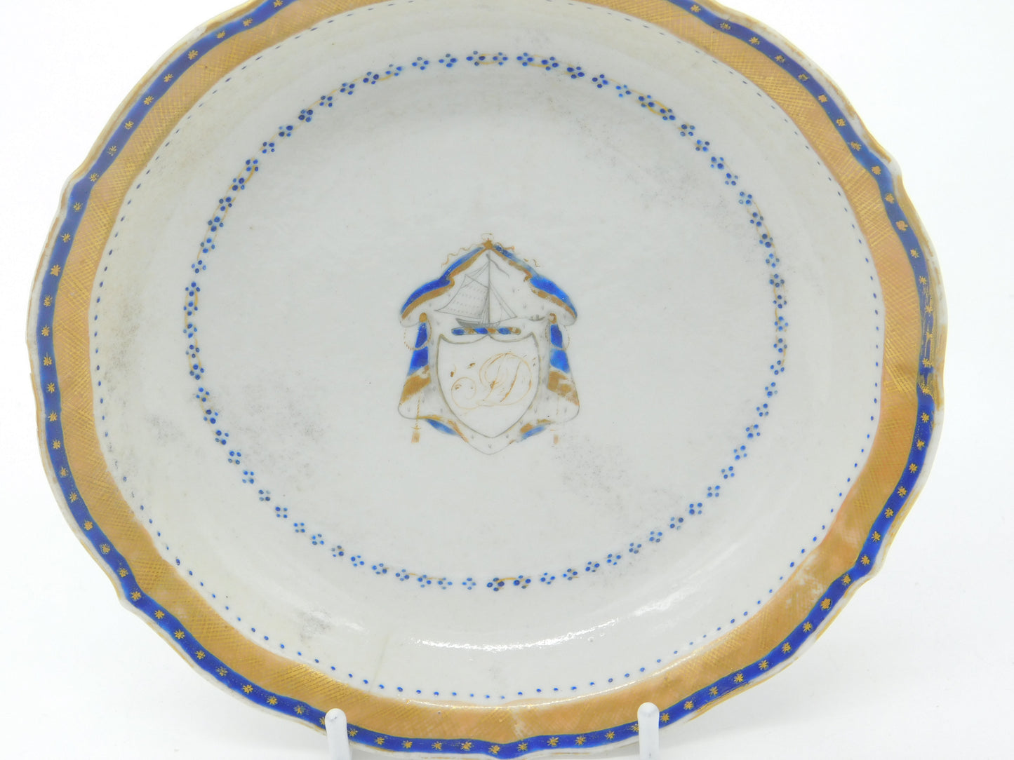 Early Ceramic Hand Painted Dish with Duncan Family Armorial Crest c1760 Georgian