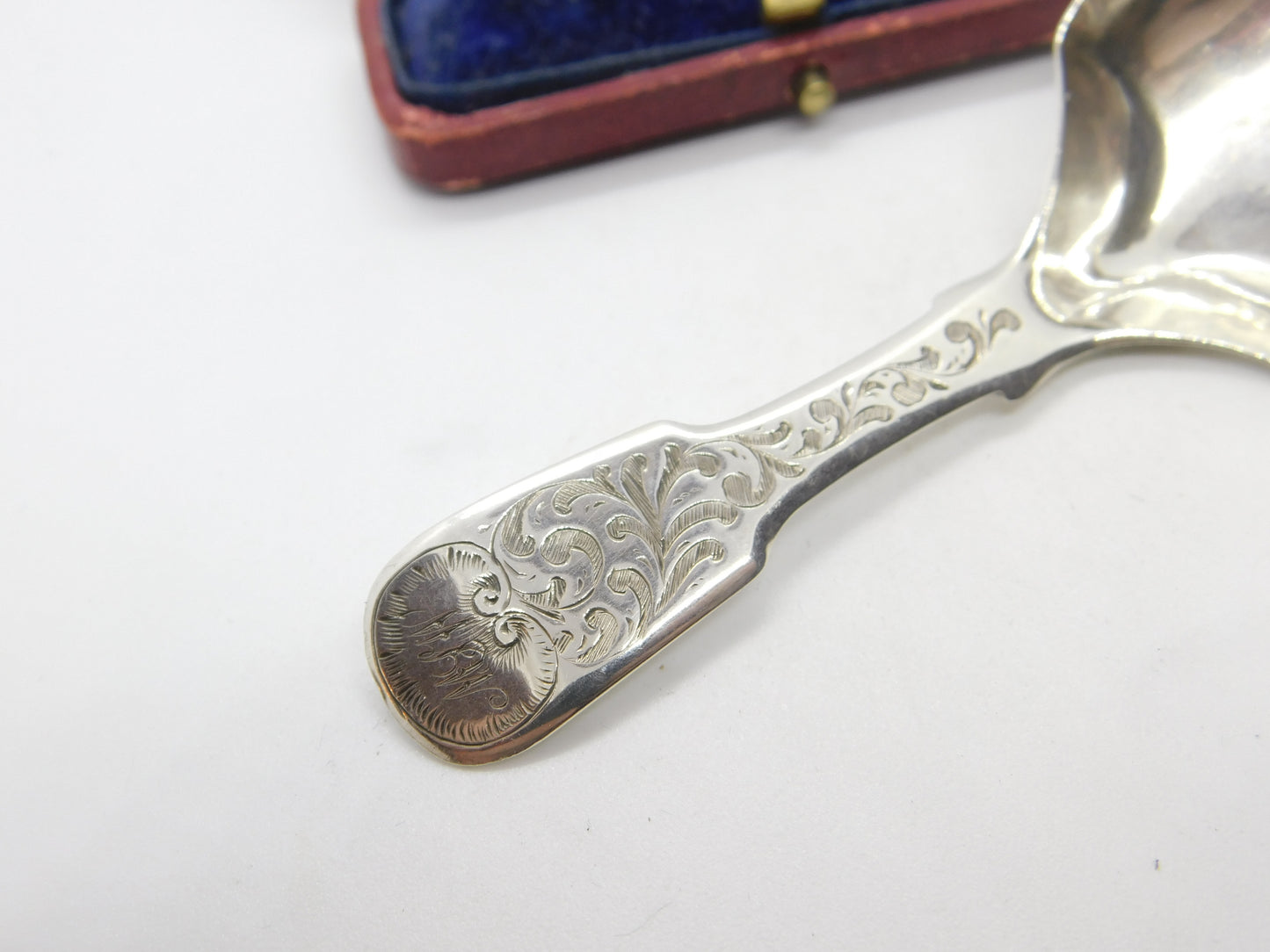 Victorian Sterling Silver Floral Caddy Spoon 1851 Birmingham George Unite