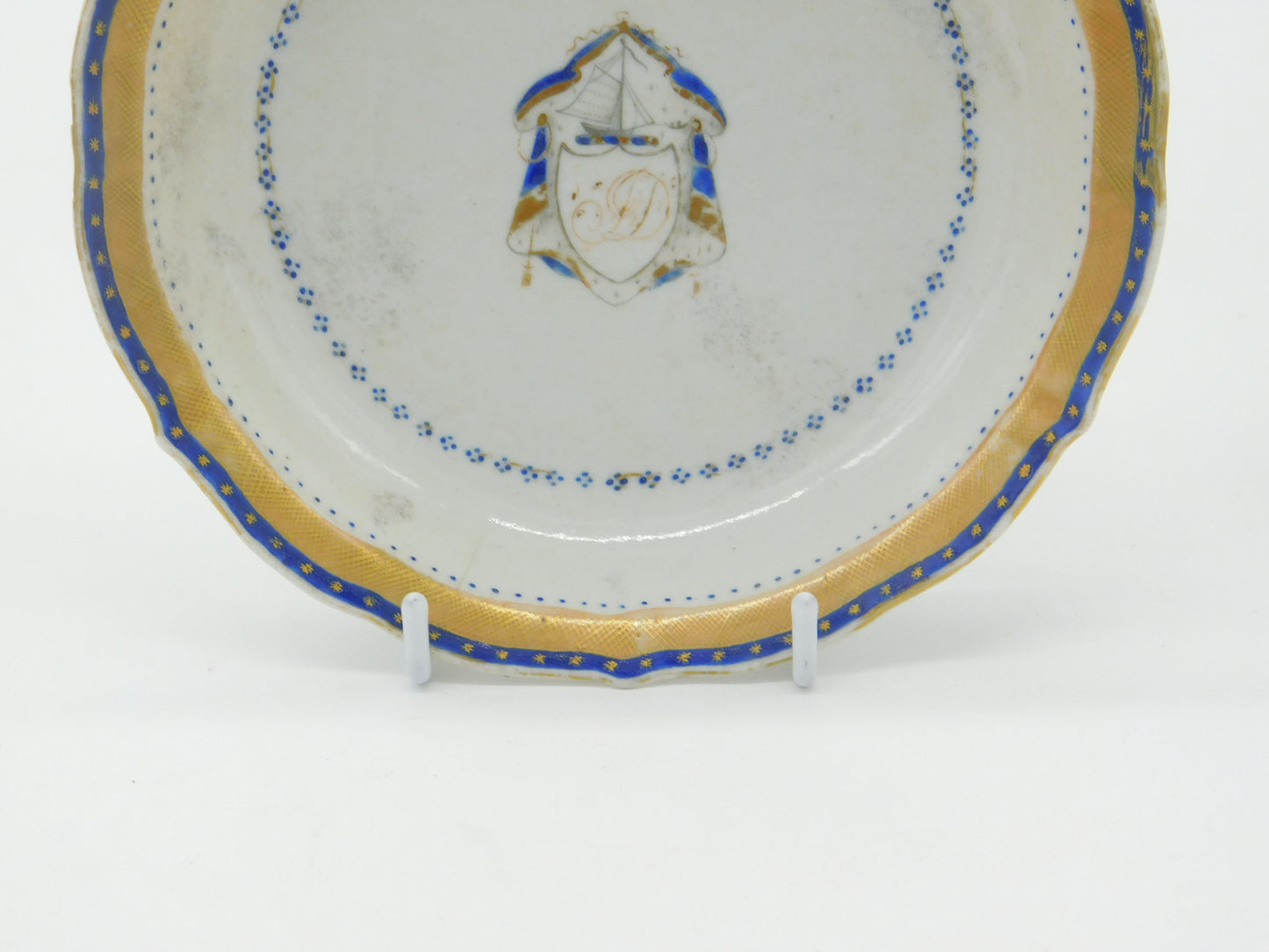 Early Ceramic Hand Painted Dish with Duncan Family Armorial Crest c1760 Georgian