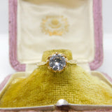 9ct Yellow Gold & Diamond Paste Solitaire Ring Vintage 1989 London Size N 1/2 UK