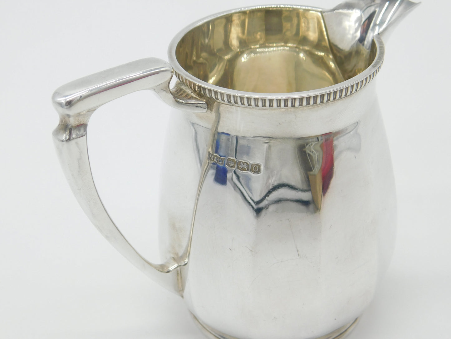 Mappin & Webb Sterling Silver Fluted Cream Jug Antique 1931 Sheffield Art Deco