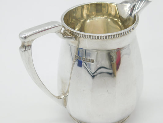 Mappin & Webb Sterling Silver Fluted Cream Jug Antique 1931 Sheffield Art Deco