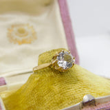 9ct Yellow Gold & Diamond Paste Solitaire Ring Vintage 1989 London Size N 1/2 UK