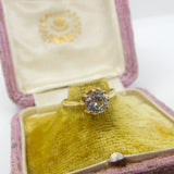 9ct Yellow Gold & Diamond Paste Solitaire Ring Vintage 1989 London Size N 1/2 UK