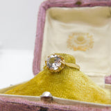 9ct Yellow Gold & Diamond Paste Solitaire Ring Vintage 1989 London Size N 1/2 UK