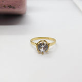 9ct Yellow Gold & Diamond Paste Solitaire Ring Vintage 1989 London Size N 1/2 UK