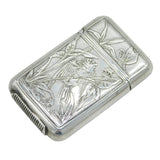 Sampson Mordan Victorian Sterling Silver Bird & Butterfly Vesta Case Antique 1881 London