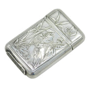 Sampson Mordan Victorian Sterling Silver Bird & Butterfly Vesta Case Antique 1881 London