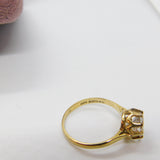 9ct Yellow Gold & Diamond Paste Solitaire Ring Vintage 1989 London Size N 1/2 UK