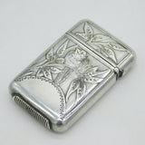 Sampson Mordan Victorian Sterling Silver Bird & Butterfly Vesta Case Antique 1881 London