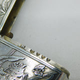 Sampson Mordan Victorian Sterling Silver Bird & Butterfly Vesta Case Antique 1881 London