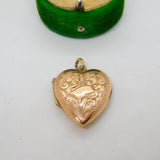 Victorian 9ct Rose Gold Back & Front Floral Heart Locket Pendant Antique c1890