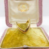 9ct Yellow Gold Textured Pattern Wishbone Ring Vintage 1976 Birmingham