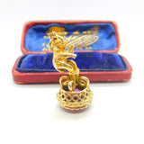 Sterling Silver Gilt & Faceted Amethyst Circus Elephant Fob Seal Pendant 1991