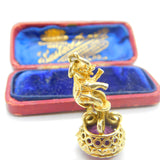 Sterling Silver Gilt & Faceted Amethyst Circus Elephant Fob Seal Pendant 1991