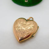 Victorian 9ct Rose Gold Back & Front Floral Heart Locket Pendant Antique c1890