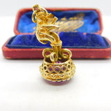 Sterling Silver Gilt & Faceted Amethyst Circus Elephant Fob Seal Pendant 1991