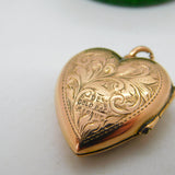 Victorian 9ct Rose Gold Back & Front Floral Heart Locket Pendant Antique c1890