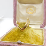9ct Yellow Gold Textured Pattern Wishbone Ring Vintage 1976 Birmingham