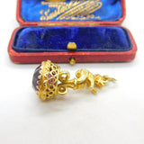 Sterling Silver Gilt & Faceted Amethyst Circus Elephant Fob Seal Pendant 1991