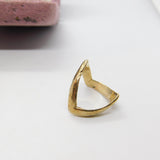 9ct Yellow Gold Textured Pattern Wishbone Ring Vintage 1976 Birmingham