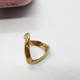 9ct Yellow Gold Textured Pattern Wishbone Ring Vintage 1976 Birmingham