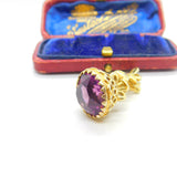 Sterling Silver Gilt & Faceted Amethyst Circus Elephant Fob Seal Pendant 1991