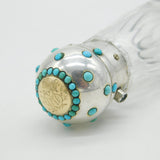 Victorian 14ct Gold, Sterling Silver, Stone-Set Glass Double-Ended Scent Bottle 1864 London