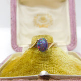 9ct Gold & Cabochon Doublet Opal Set Band Ring Antique c1920 Art Deco